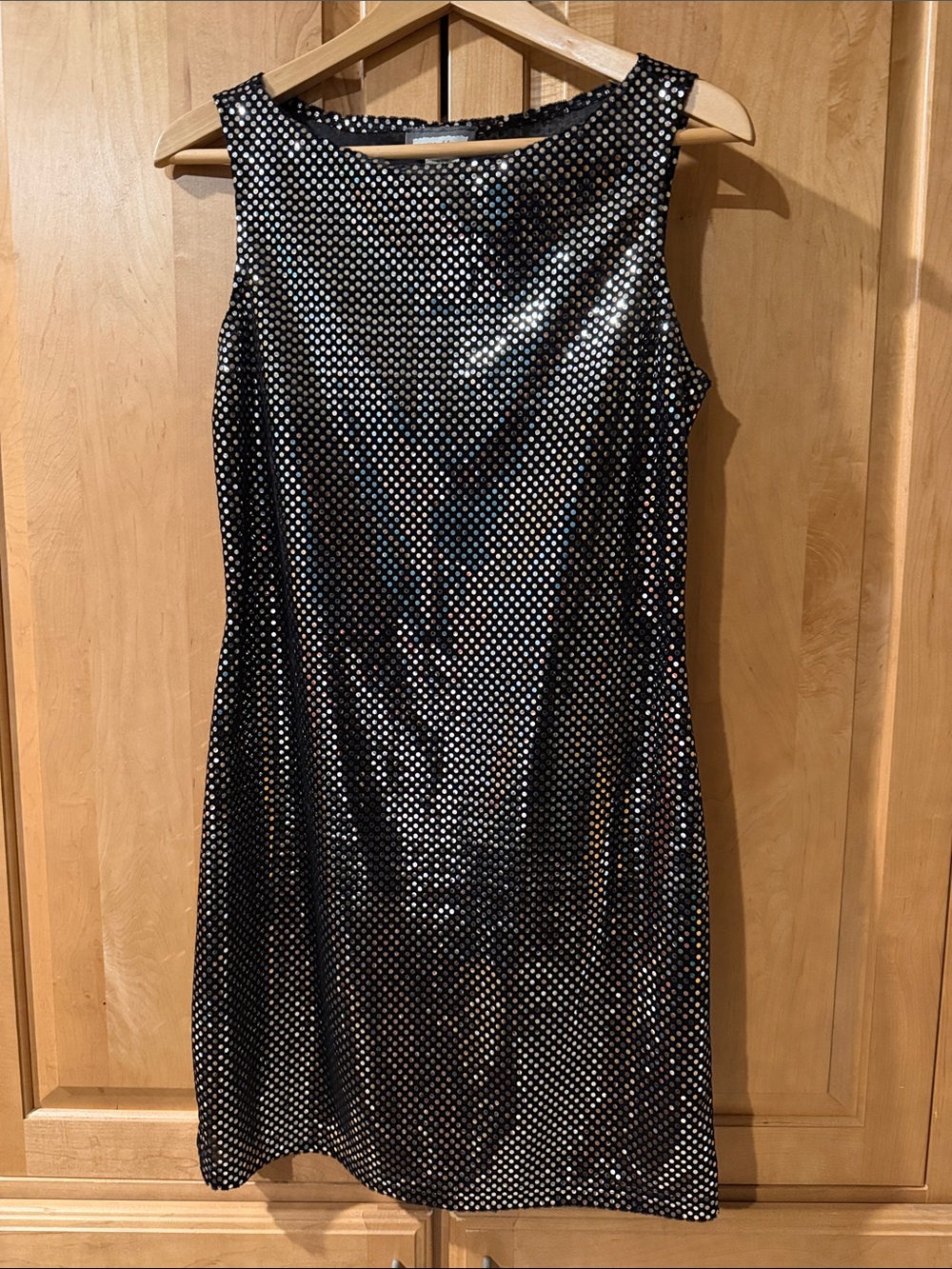 90s Black Discoball Sleeveless Party Dress